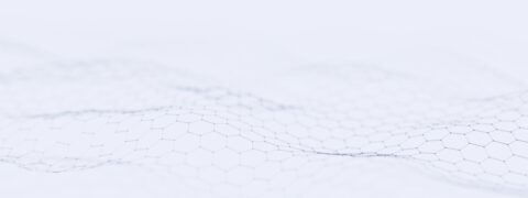 Zoomed in graphic of wavy mesh net over a blank white background